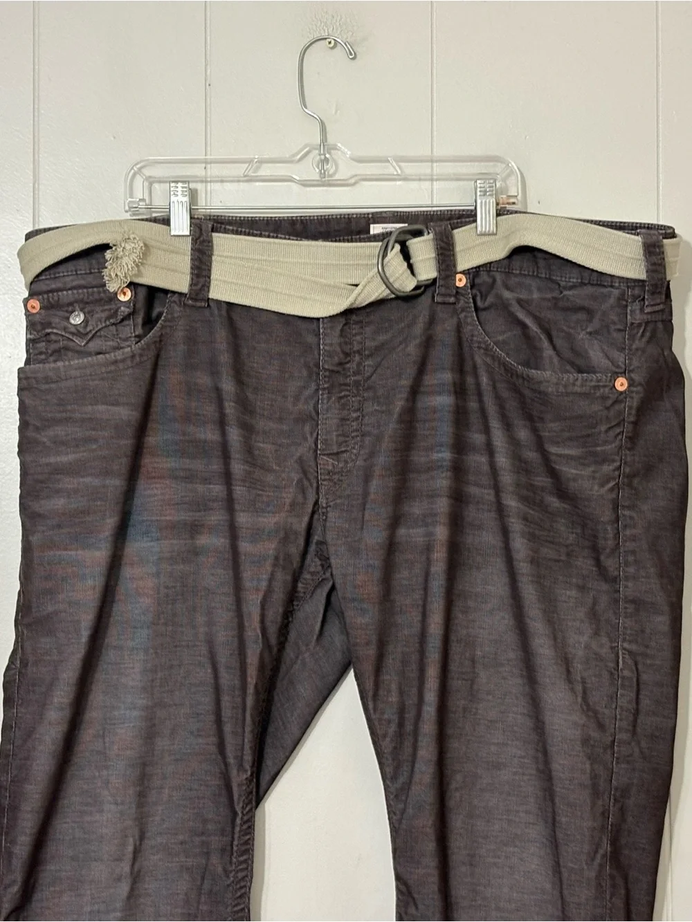True Religion Ricky Brown Wale Corduroy Straight Leg Flap Pocket Pants 44